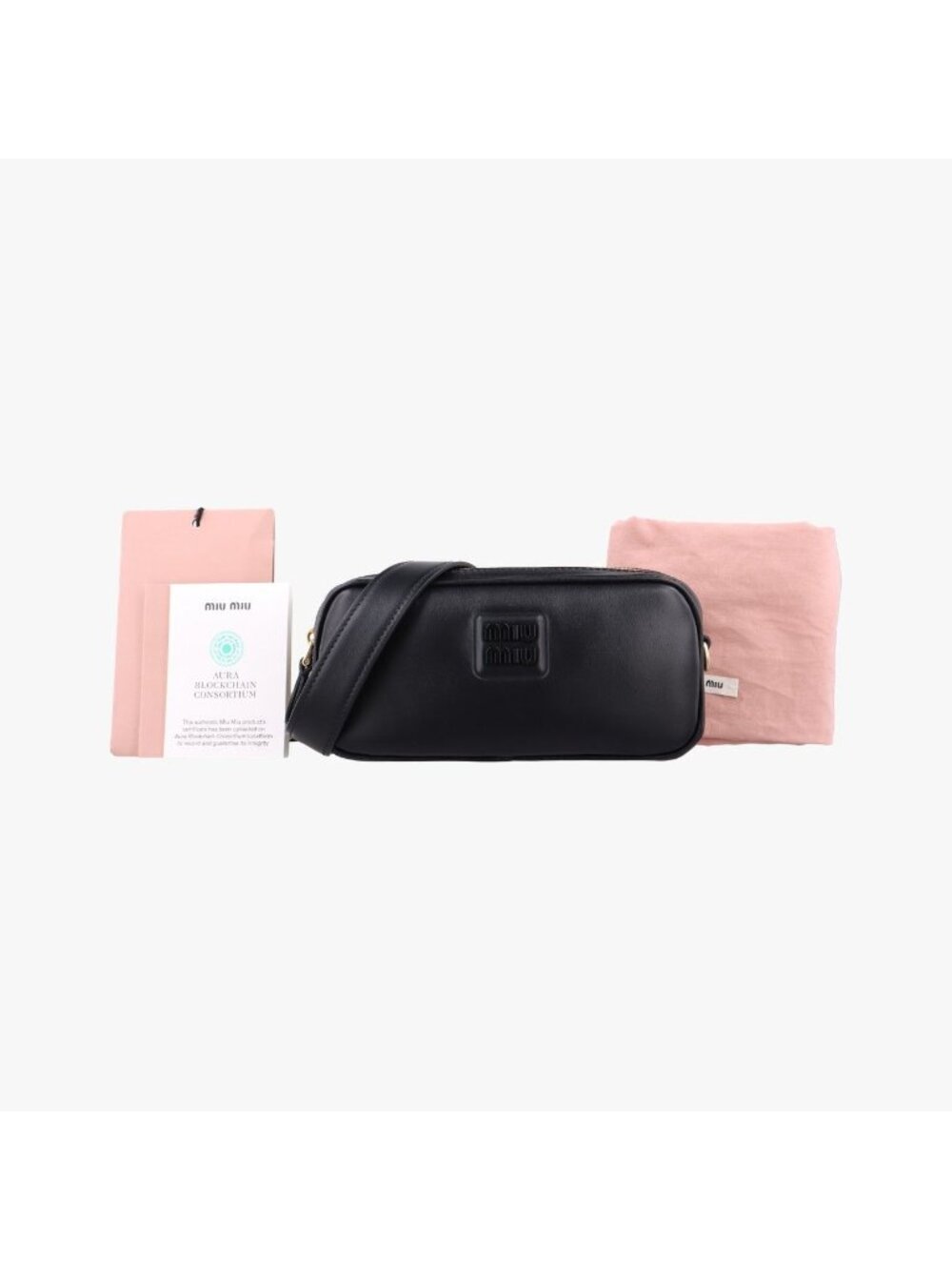 Miu Miu Logo Belt Black Leather